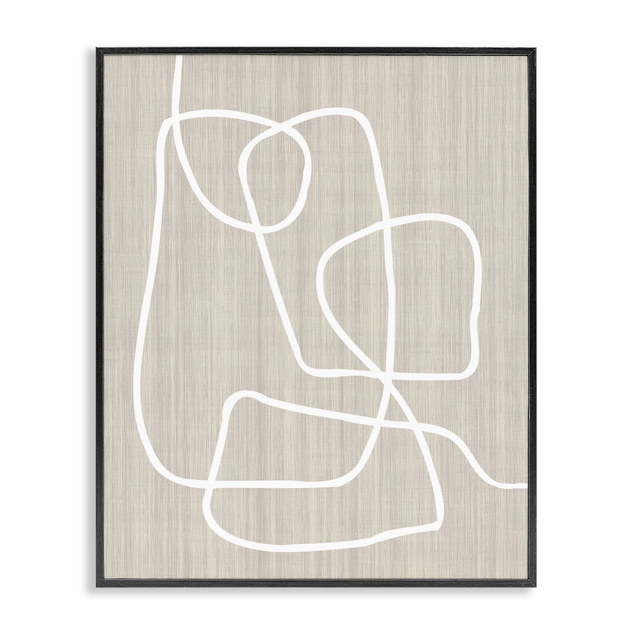 Stupell Industries Minimal White Line Beige Grain Pattern Modern Framed Giclee Design By Alpenglow Workshop